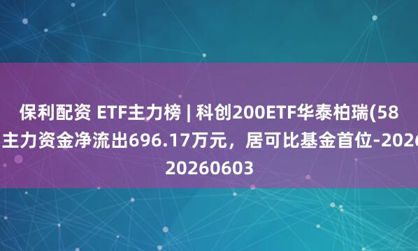 保利配资 ETF主力榜 | 科创200ETF华泰柏瑞(588230)主力资金净流出696.17万元,居可比基金首位-20260603